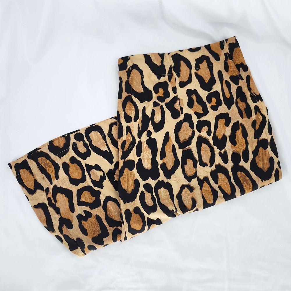 Cato Womens Bold Leopard Chic Statement Wide Leg Pants 26/28W Old Money Flowy